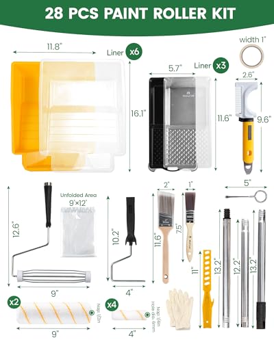 28PCS Paint Roller Kit with Extension Pole