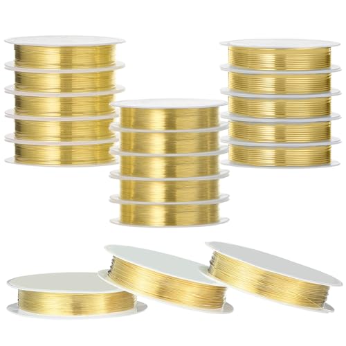 15 Pcs 5 Size Copper Wire 18 20 22 26 32 Gauge Tarnish Resistant Jewelry Wire for Jewelry Making 121 Yard Metal Beading Crafting (370.56 Foot)
