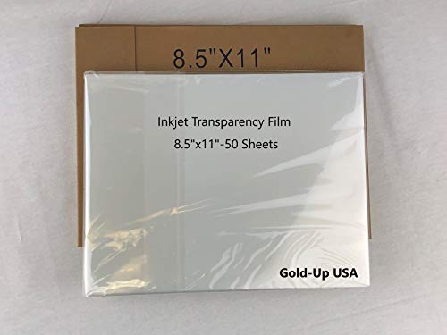 8.5 x 11 Inch Waterproof Inkjet Transparency Film for Silk Screen Printing (50 Count)