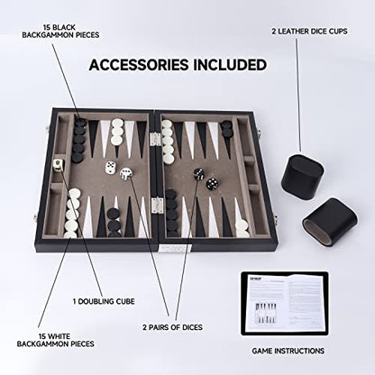 GSE Premium Leather Backgammon Board Game Set
