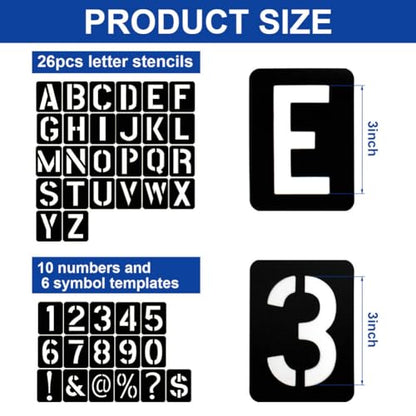 42 Pcs 3 Inch Alphabet Letter Stencils Symbol Numbers Stencils (42 Count)