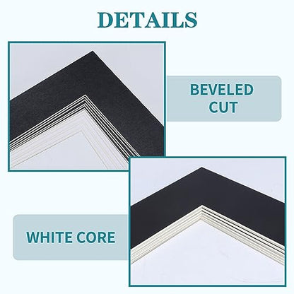 12 Packs White and Black Colors 8x10 Picture Frame Mats for 5x7 Photos