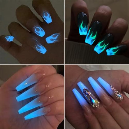 12 Colors Glow in The Dark Nail Powder (2.75 Ounce)