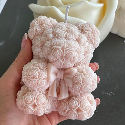 Bowtie Rose Bear Candle Mold