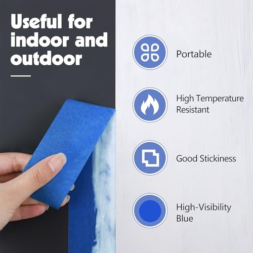 10Rolls Blue Painters Tape 1.5In×55Yd Wide Blue Masking Tape for Painting