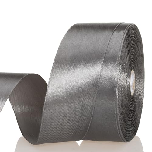 1 1 2 Inch Steel Gray Solid Satin Ribbon for Gift Wrapping