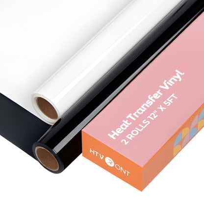 White and Black 12" x 5ft HTV Vinyl Rolls (2 Count)