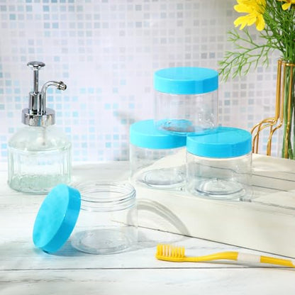 12 Pack 6 oz Plastic Container Jars with Lids Round Clear Travel Cosmetic Container Slime Jars for Toiletries (12 Count)