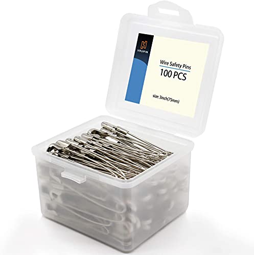 100Pcs 3inch Stainless Steel Safety Pins (100 Count)