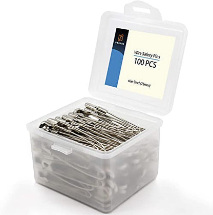 100Pcs 3inch Stainless Steel Safety Pins (100 Count)