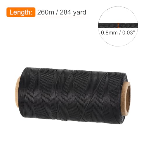 Waxed Thread 284 Yard 0.8mm 150D Flat Wax Thread Polyester Waxed String for Leather Sewing Hand Weaving Book Binding Home Decoration