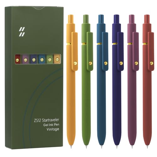 6 Pcs Gel Pens 0.5mm Quick Dry Black Ink Pens Fine Point Smooth Writing Pens (6 Count)