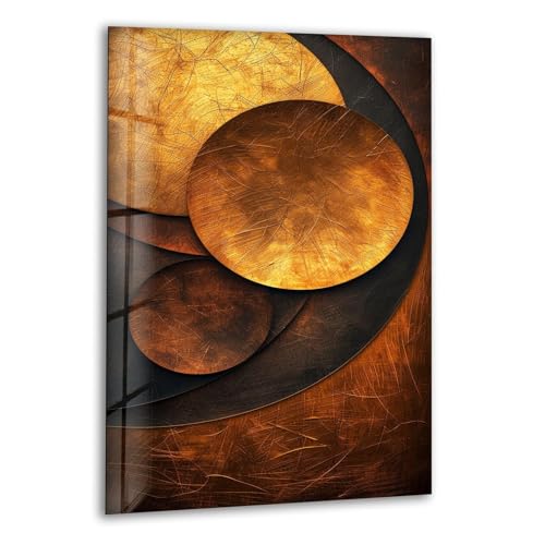 10Wx12H'' Bronze Art Deco Geometric Motifs Glass Wall Art Tempered Glass Printing Wall Decor Large Wall Art Wall Hangings