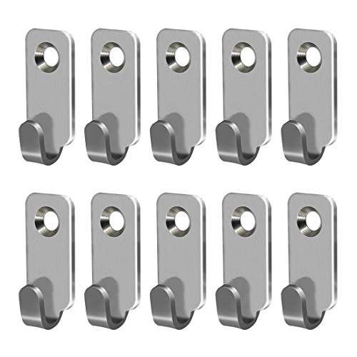 10pcs Heavy Duty Hanger 304 Stainless Steel Wall Mounted Mini J Hook for Mirror Picture Frames Hanging Wire (10 Count)
