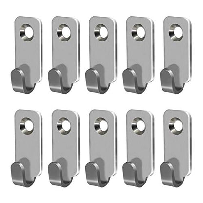 10pcs Heavy Duty Hanger 304 Stainless Steel Wall Mounted Mini J Hook for Mirror Picture Frames Hanging Wire (10 Count)