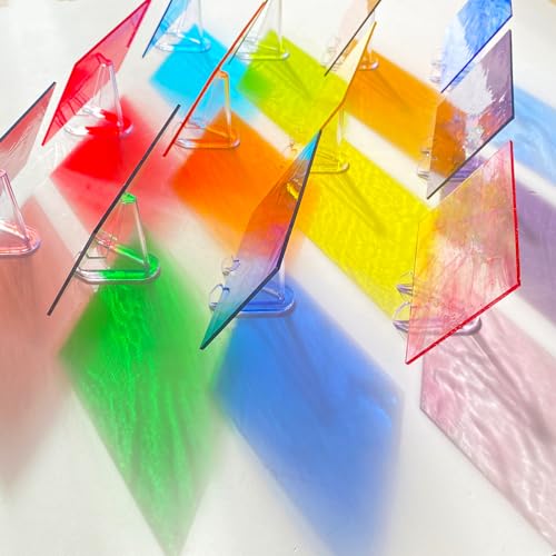 24 Sheets Rainbow Transparent Stained Glass Sheet Value Pack (24 Count)