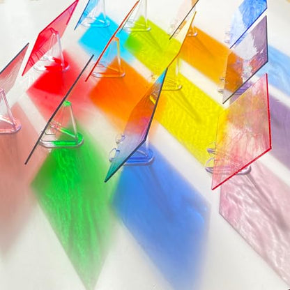24 Sheets Rainbow Transparent Stained Glass Sheet Value Pack (24 Count)