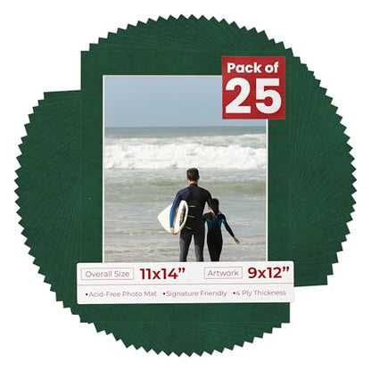 Pack of 25 Acid Free 11x14 Mats Bevel Cut for 9x12 Photos (25 Count)