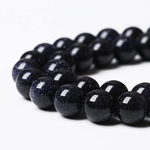 90PCS 4mm Starry Blue Sandstone Gemstone Beads Beads Natural Stone Round Loose Beads for Jewelry Making DIY Bracelet Necklace 15" Inch