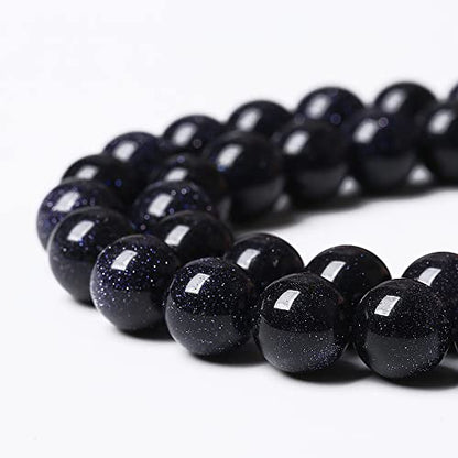 90PCS 4mm Starry Blue Sandstone Gemstone Beads Beads Natural Stone Round Loose Beads for Jewelry Making DIY Bracelet Necklace 15" Inch