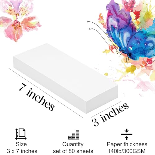 Watercolor Paper 3x7 inches 80 Sheets (80 Count)
