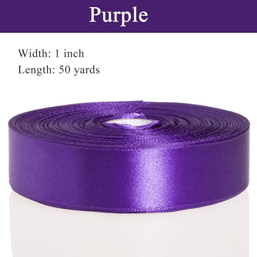 1 Inch Purple Solid Satin Ribbon for Gift Wrapping (150 Foot)