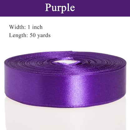 1 Inch Purple Solid Satin Ribbon for Gift Wrapping (150 Foot)