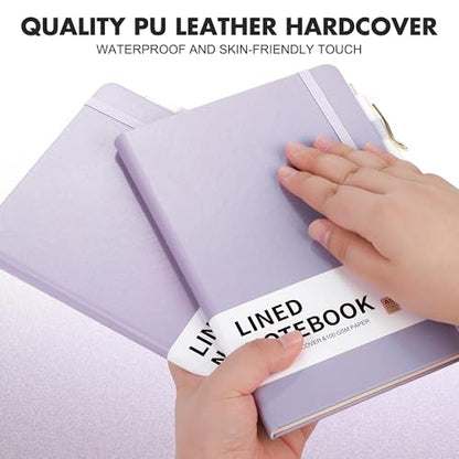 12 Set Lined Notebook Journals with Pens A5 Notebooks 100 GSM College Ruled Hardcover Notebook PU Leather Notepad with Pen Holder for Office School (60 Count)