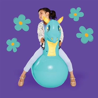 Hop N Go Inflatable Blue Dragon Bouncy Riding