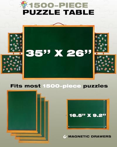 1500 Piece Wooden Jigsaw Puzzle Table with Drawers and Cover