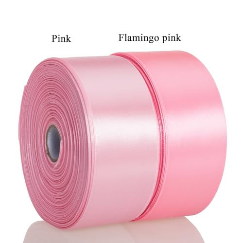 1 1 2 Inch Flamingo Pink Solid Satin Ribbon for Gift Wrapping