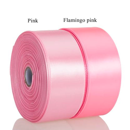 1 1 2 Inch Flamingo Pink Solid Satin Ribbon for Gift Wrapping
