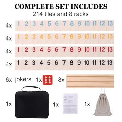 6 8 Player Rummy Game Upgraded Set Original Board Game for Adult and Family (224 Count)