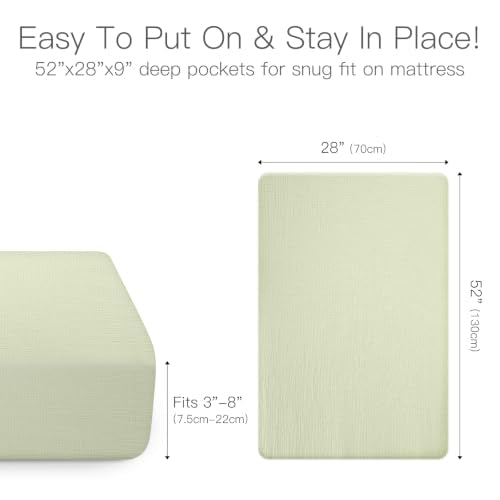 Organic Baby Crib Sheets 52x28 Inches 2 Pack 100% Muslin Cotton Soft Boho Toddler Fitted Crib Bed Mattress Sheet for Baby Girls Fits Standard Size Crib Mattress 28x52 Inches Blossom & Grass Green (2 Count)