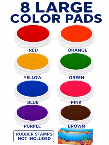 8-Color 7.1-Inch Large Washable Ink Pads for Rubber Stamps