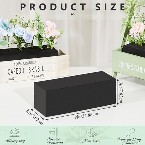 64 Pcs Black Reusable Floral Foam Blocks Water Weather Resistant Dry Floral Foam for Artificial Flower Arrangements Outdoor Hanging Florist Plant Bases for DIY Wedding