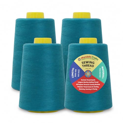 20S 2 Teal Polyester 4 Pack of Serger Threads Cones (72000 Foot)