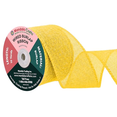 2 1 2 in Wide Yellow Wired Burlap Ribbon for Crafts