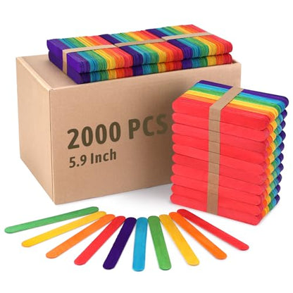 2000Pcs 6 Inch Jumbo Craft Sticks (2000 Count)