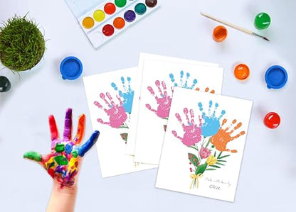 Flower Bouquet Handprint Art Craft Kit Birthday Gifts for Mom & Grandma (10 Count)