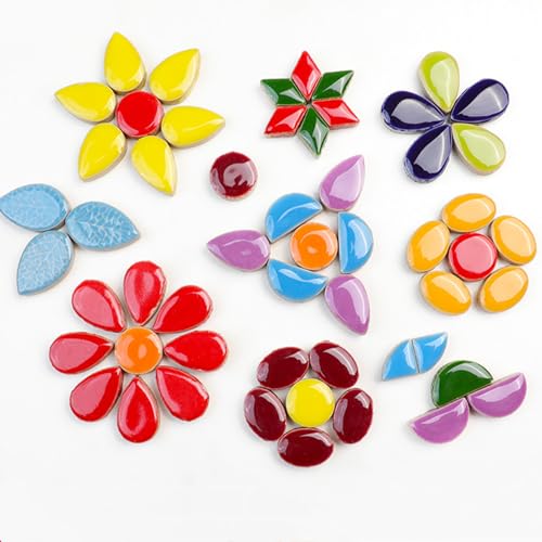 1.1lb Raindrops Ceramics Mosaic Tiles for DIY Crafts Home Decoration (150 Count)