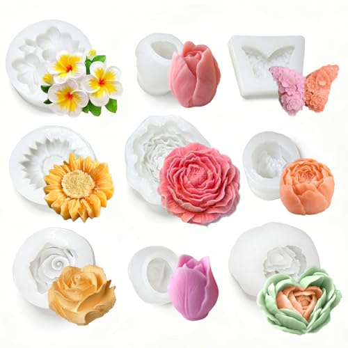 9 PCS Flower Candle Silicone Mold (9 Count)
