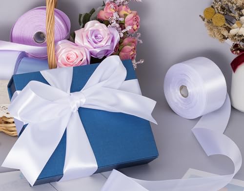 2 Inch White Solid Satin Ribbon for Gift Wrapping