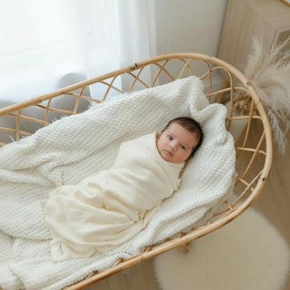 100% Luxury Organic Cotton Pointelle Knit Baby Blanket