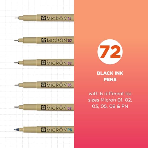Pigma Micron Black Ink Multi (72 Count)