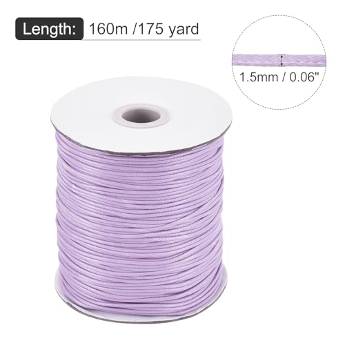Waxed Cord 1.5mm Waxed Polyester Cord 175 Yard Wax String for Bracelet Making