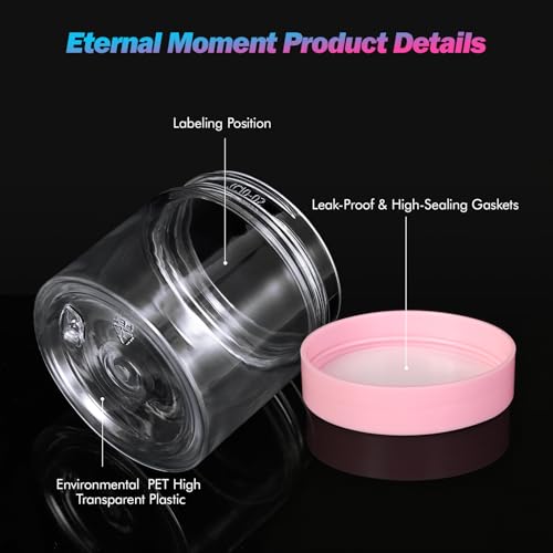 36 Pack 2 OZ Plastic Jars Clear Cosmetic Container with Lids (36 Count)