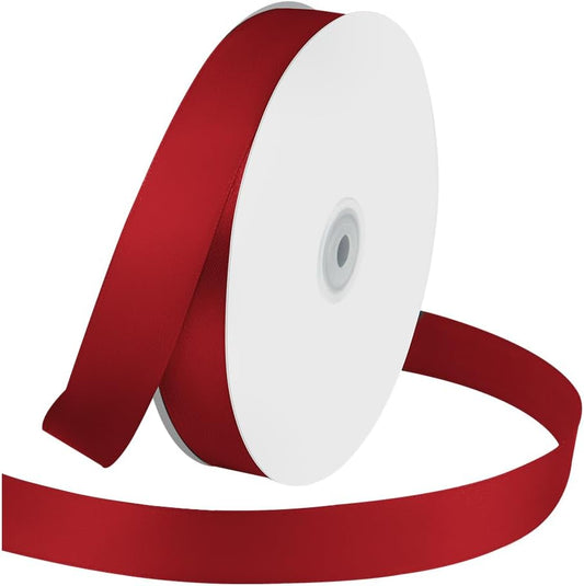 1 Inches x 100 Yards Polyester Satin Ribbon, Solid Color Wine Red Satin Ribbon for Crafts, Gift Wrapping, Hair Bows, Wedding Party Decoration, Bow Making & Other Projects (Wine Red) - Crafty Corner