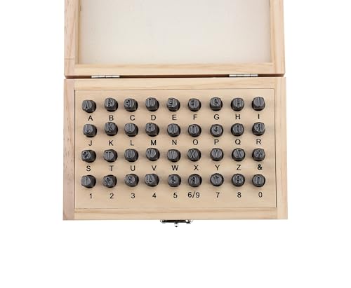 Letter and Number Stamp Set 36pcs 40Cr Alloy Steel Metal Stamp Number & Letter Punch Set in a Wooden case (36 Count)