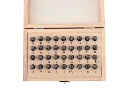 Letter and Number Stamp Set 36pcs 40Cr Alloy Steel Metal Stamp Number & Letter Punch Set in a Wooden case (36 Count)